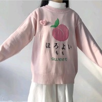 Sweet Pink Peach Embroidery Sweater  - Thumbnail 4