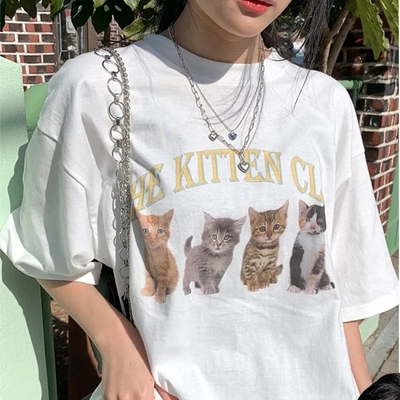Kitten print short sleeve t-shirt  - Thumbnail 4