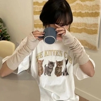 Kitten Print Short Sleeve T-shirt  - Thumbnail 1