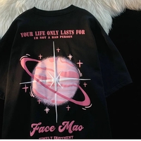 Pink Planet Print Short Sleeve T-shirt  - Thumbnail 3