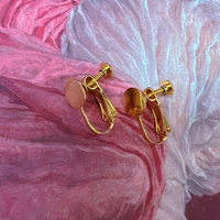 Pink Cherry Crystal Pretty Cute Women Earrings Earclips - Thumbnail 7