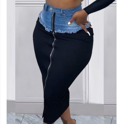 Women's casual fashion denim split skirt