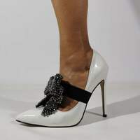 Elegant high heels women's shoes ultra-high heels shallow tip word with water drill bow single shoes - Thumbnail 1