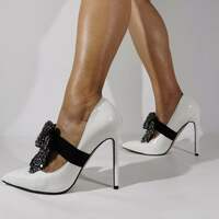 Elegant high heels women's shoes ultra-high heels shallow tip word with water drill bow single shoes - Thumbnail 3