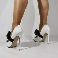 Elegant high heels women's shoes ultra-high heels shallow tip word with water drill bow single shoes - Thumbnail 5