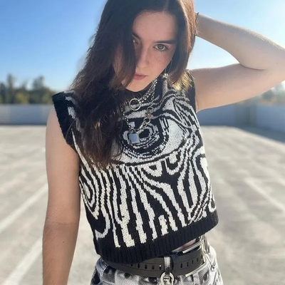 Eye print sweater vest 