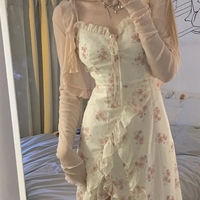 Vintage Floral Sleeveless Midi Dress - Thumbnail 6