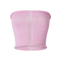 Pink Crochet Hollow Out Tube Top - Thumbnail 1