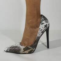 Womens Snakeskin High Heels Pointed Toe Stiletto Pumps Slip On Office Work Shoes - Thumbnail 2