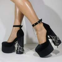 Satin Chain Bow Detail Platform Heel - Thumbnail 1