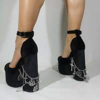 Satin Chain Bow Detail Platform Heel - Thumbnail 4