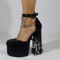 Satin Chain Bow Detail Platform Heel - Thumbnail 5