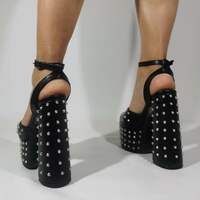 Fashion Sandals Ladies Thick Heel Shoes Waterproof Platform Rivet Heeled Shoes Sexy Evening Club Dress Shoes Summer Ankle Strap Boot - Thumbnail 5