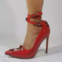 High Heels 11.5cm Women’s Pointed Toe Pumps Stiletto Wedding Party Dress Shoes-Red - Thumbnail 2