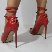 High Heels 11.5cm Women’s Pointed Toe Pumps Stiletto Wedding Party Dress Shoes-Red - Thumbnail 4