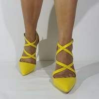 Summer Luxury Woman Fetish Yellow 9.5cm High Heels Female Classic Sexy Quality Shoes - Thumbnail 6