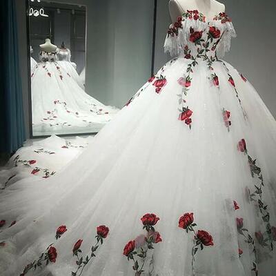 Mermaid tulle quinceanera dresses floral flowers - Thumbnail 2