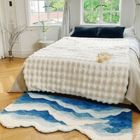 Walking in the Waves Blue Ocean Water Nature Soft Mat Moss Rugs Carpets Decor - Thumbnail 4