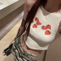 Strawberry Print Ribbed Tank Top - Thumbnail 2
