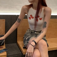 Strawberry Print Ribbed Tank Top - Thumbnail 7