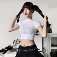 Rabbit Print Short Sleeve Crop Top  - Thumbnail 2