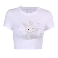 Rabbit Print Short Sleeve Crop Top  - Thumbnail 7