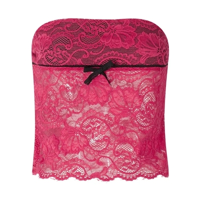 Hot pink lace mesh tube top - Thumbnail 3