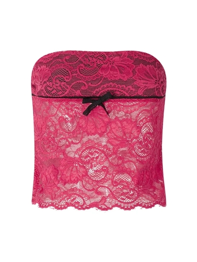 Hot Pink Lace Mesh Tube Top