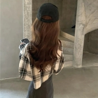 Plaid Long Sleeve Crop Top - Thumbnail 5