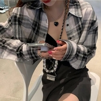 Plaid Long Sleeve Crop Top - Thumbnail 6