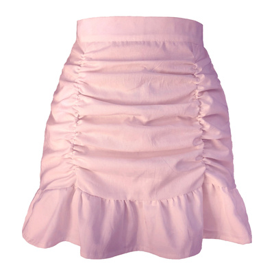 Pink Ruffle Fold Mini Skirt 