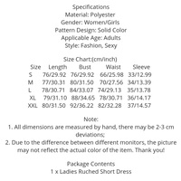 White Puff Sleeve Drawstring Ruched Mini Dress - Thumbnail 9