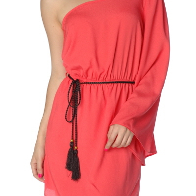 One shoulder dress-coral