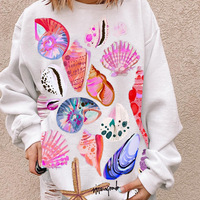 Shell-print long-sleeve dropped-shoulder terry sweatshirt - Thumbnail 4