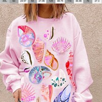 Shell-print long-sleeve dropped-shoulder terry sweatshirt - Thumbnail 7