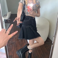 Denim Bow Pleated Mini Skirt  - Thumbnail 4