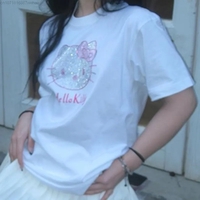 Kitty Cat Anime Rhinestone Short Sleeve T-shirt  - Thumbnail 2