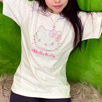 Kitty Cat Anime Rhinestone Short Sleeve T-shirt  - Thumbnail 6