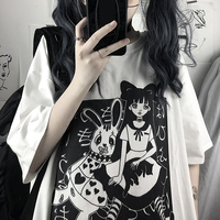Anime Girl Doll Print Short Sleeve T-shirt  - Thumbnail 4
