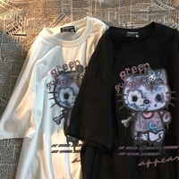 Zombie Anime Cat Print Short Sleeve T-shirt  - Thumbnail 4