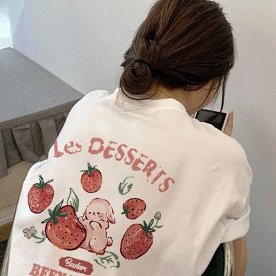 Oversized strawberry print short sleeve t-shirt  - Thumbnail 4