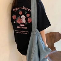 Oversized Strawberry Print Short Sleeve T-shirt  - Thumbnail 4