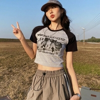 Cat Print Crop Short Sleeve T-shirt  - Thumbnail 3