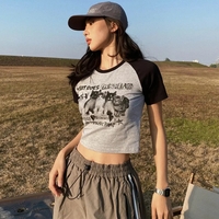 Cat Print Crop Short Sleeve T-shirt  - Thumbnail 4