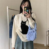 Black Cat Print Long Sleeve Sweater  - Thumbnail 5