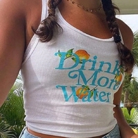 Water Orange Print Ribbed Tank Top - Thumbnail 2