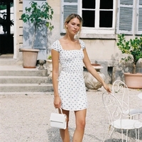 Blue Floral Puff Sleeve Mini Dress  - Thumbnail 4