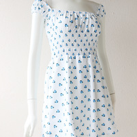 Blue Floral Puff Sleeve Mini Dress  - Thumbnail 7