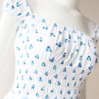 Blue Floral Puff Sleeve Mini Dress  - Thumbnail 8
