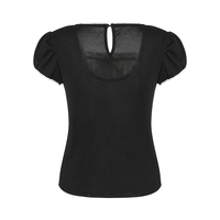 Vintage Bow Ruffle Patchwork Short Sleeve Shirt - Thumbnail 6